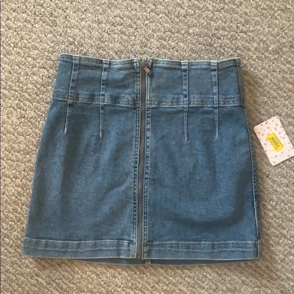 Free people front Zipper denim skirt